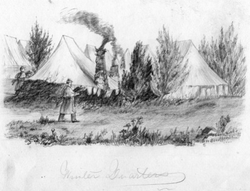 Winter Quarters: the Civil War was fought far from Lake Michigan's shores, but many of her sons would serve in the Union army. A sketch by George's brother William H. of winter quarters during that conflict.